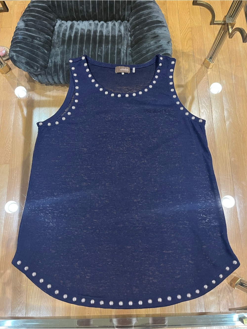 crosby. Navy Tank with Silver Stud Trim